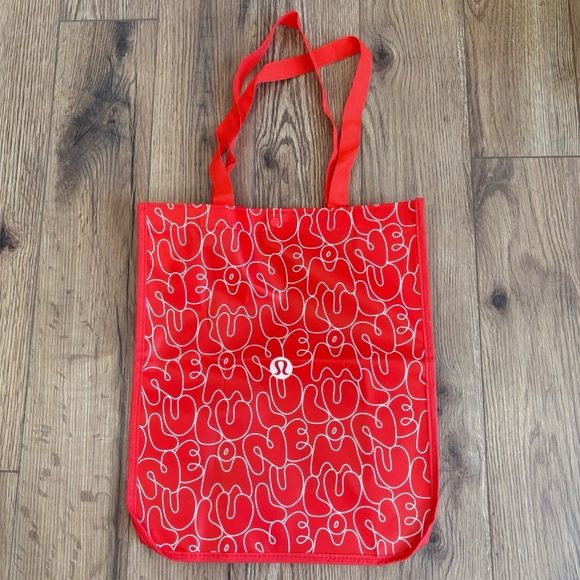lululemon athletica Handbags - Lululemon Large Reusable Tote Bag In Bubble Red